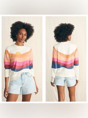 Faherty Sunwashed Slub Crewneck - Soleil Set Sail M